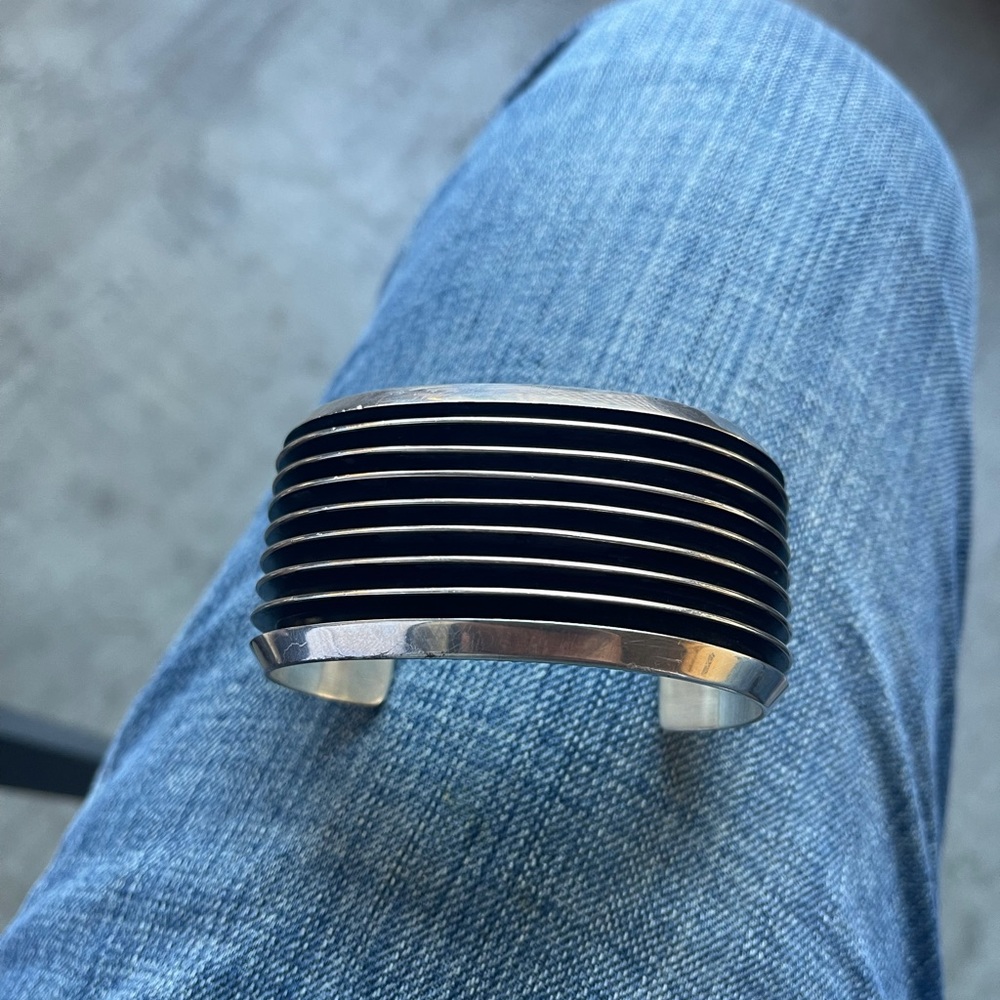 Solid Silver Wide Cuff Bracelet - image 3